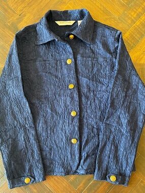 Vintage 90’sNavy Textured Button-Front Jacket